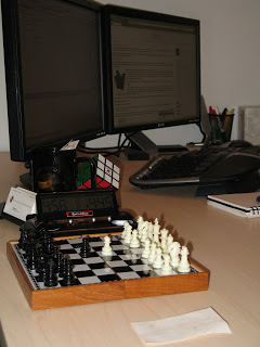 My desk with the chessboard